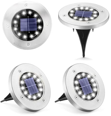 Micacorn Lumière Solaire Extérieur, 4 Pièces Etanche Au Sol Lampe Solaire Lampes Solaires de Jardin 48LEDs Etanche Lampe Solaire Spots Solaires Encastrables pour Chemin Terrasse Cour Pelouse Étapes