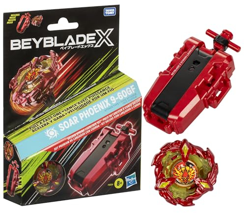 Beyblade X, Pack Soar Phoenix 9-60GF avec Lanceur à Corde Deluxe, Toupie Détachable, Jouet pour Garçons et Filles dès 8 Ans