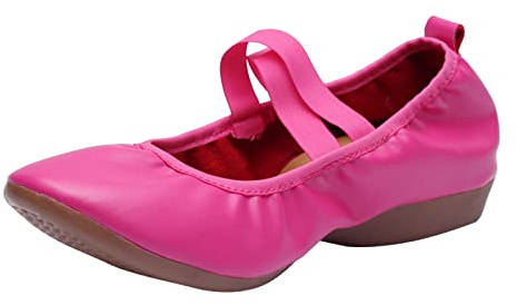 Women's Flat Shoes Ballet Flats, Ballerina Dance Shoes, Ladies Summer Walking Ballroom Prom Flossy Ladies, Casual Wide Fitting Adult Vintage for Women Wedding Hot Pink