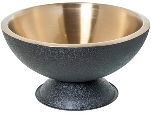 CUENCO ENFRIADOR BOTELLAS ACERO INOX. ORO MATE, CUBIERTA NEG_°43X22CM BASE:°25CM