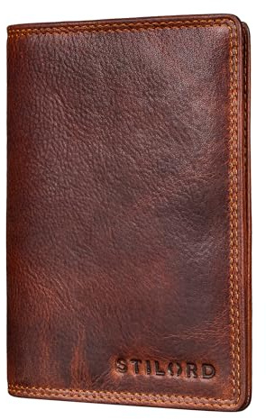 STILORD Dima Porte Carte Cuir Homme et Femme Porte Papier Voiture Multifonction Documents Portefeuilles Passeport Étui pour Cartes de Crédit avec Protection RFID Couleur:Kara - Cognac