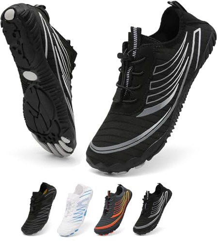 ZDQ Chaussures Aquatiques Homme Femme Chaussures de Plage Antidérapantes Respirantes à Séchage Rapide Chaussures de Natation pour Yoga Fitness Surf Plongée Noir 44 EU