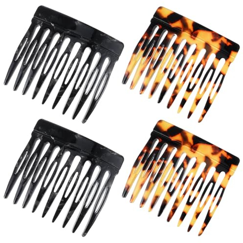 Lot de 4 petits peignes français, 2 couleurs vintage, peignes latéraux français, pinces à cheveux, petits peignes décoratifs pour cheveux fins, femmes, filles, coiffures torsadées
