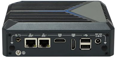 ANDAQI Base Din Rail Fanless Mini PC, Industrial Computer, Windows 11 / Linux Ubuntu, TPM2.0, J6412, BX09, 2 x LAN, 2 x HDMI, COM, SIM Slot, WOL, PXE, Watchdog, 0 RAM, 0 Storage, Barebone No System