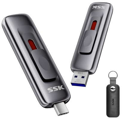 SSK 256 GB Disco Duro Externo SSD, 560 MB/s, USB C y A, portátil 2 en 1 OTG