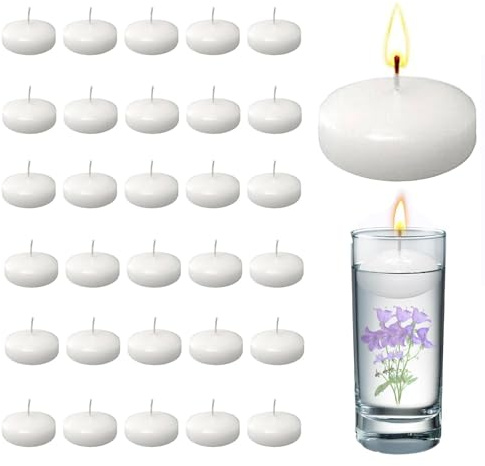 Lot de 30 bougies flottantes, blanches