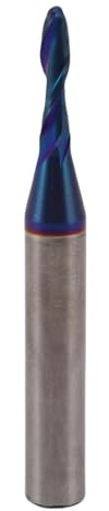 YWBL-WH Fraise en Bout à Tête Sphérique, Longueur de Coupe de Diamètre de Coupe à 2 Cannelures, avec Revêtement Bleu NACo, pour Fraisage CNC Gravure Signalisation Bois Plastique