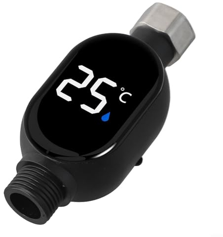 Termómetro de ducha digital impermeable con pantalla inteligente de temperatura e indicador codificado por colores para seguridad en el baño del bebé, color negro