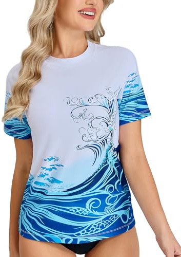 UPSOWER Rashguard Maillot de bain à manches courtes pour femme – Protection UV 50+ pour la plage et les sports nautiques, séchage rapide, extensible dans les 4 directions, respirant, matériau léger