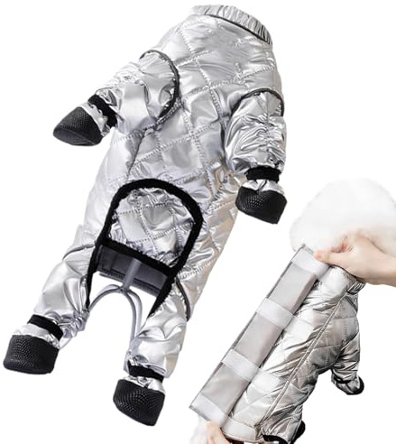 Cappotto Invernale Per Cani, Tuta Sci Da Riflettente Argento Con Scarpe Neve Per Cani, Giubbotti Antivento Caldo Per Cane Impermeabile Cappottino Cane Per Viaggi Neve Picnic