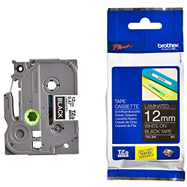 Brother P-Touch 12 mm White on Black TZE335 Labelling Tape