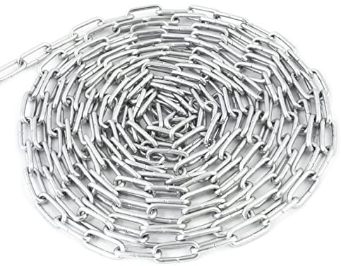 DQ-PP Stahlkette Stahl C15 – 2mm – 50m – Kurzgliedrig – Verzinkt – DIN 5685 – Absperrkette – Metall – Rundstahlkette – Eisenketten – Absperrketten – Zurrketten