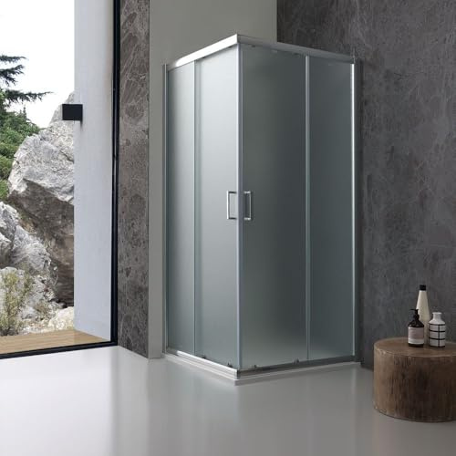 Kiamami Valentina - Cabine de douche d'angle carrée 90x90 cm verre mat et rugueux | Giada