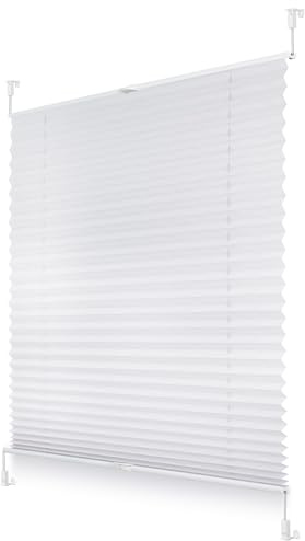 ROOMY Plissee Klemmfix, verspannt, Blickdicht, Sichtschutz Sonnenschutz Jalousie Weiß, 70 cm x 130 cm (B x L)