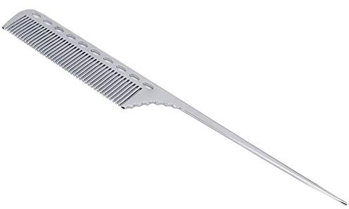 Peigne à cheveux de queue de rat de salon, Peigne Queue Antistatique en métal en aluminium professionnel de coiffeur, peigne de toilettage de coiffure pour hommes, femmes et enfants(Gris argent)