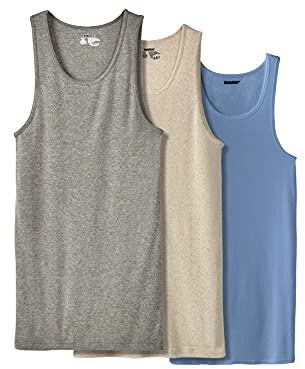 KingSize Men's Big & Tall 3-Pack Ribbed Cotton Tank Undershirt - XL, Assorted Colors