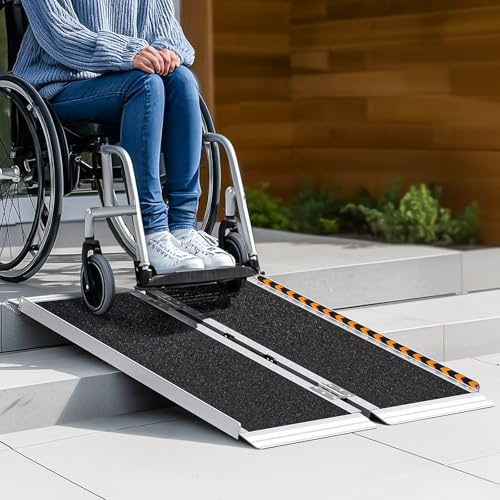 KOLOTOOL Portable Wheelchair Ramp 3FT, Non-Skid Aluminum Ramps for Wheelchairs for Home Steps, 800 LBS Capacity Handicap Ramp for Doorway, Threshold,Front Porch, Entry, Stairs 36 Lx 29.2 Wx2H