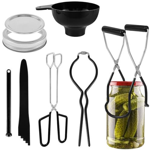 xiangbaoshang 7pcs Canning Supplies Starter Kit de Acero Inoxidable Conservas – Juego de herramientas de inicio de Canning resistente a la corrosión con elevador de vidrio Alicates derretimiento de