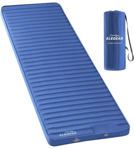 Elegear Self Inflating Foam Camping Mat, Memory Foam Camping Mattress, Inflatable Sleeping Mat Pad with Foot Pump, Portable Air Mattress for Outdoor Backpacking Hiking Travel