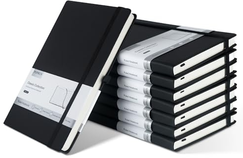POPRUN Lined Journal Notebook, 8 Pack 240 Pages, A5 Notebooks Hardback Notepad 14 x 21 cm, College Ruled Journals for for Work, School Supply, Note Taking, Business, Black