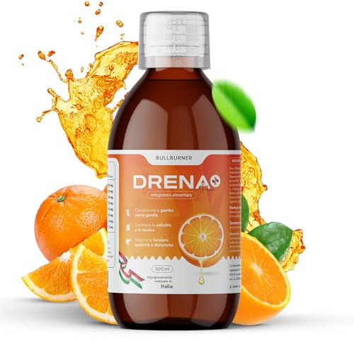 Bull Burner Drenante Donna Brucia Grassi Anticellulite Gambe Detox Depurativo Fegato e Intestino Pancia Piatta e Peso Forma Gusto Arancia 500 ml Made in Italy