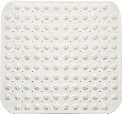 Tappetino doccia, 48 x 48 cm, tappetino doccia, quadrato antiscivolo, tappetino da bagno, antiscivolo, ganci e fori di scarico (bianco)