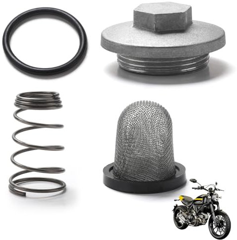Wonvify Tappi Scarico Dell'Olio Per Moto - Kit Viti Scarico Olio Motore Moto Scooter - Olio Moto Con +Molla+Filtro Olio Per Moto - Per Baotian Benzhou Znen Taotao 50-150Cc