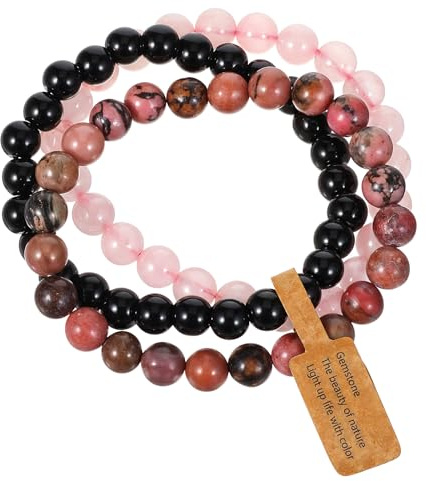 Mabor Lot de 3 bracelets de perles en pierre naturelle pour femme, bracelet pierre naturelle femme 8mm bracelet femme unisexe extensible avec pierres précieuses bracelet de yoga pour petite amie, sœur