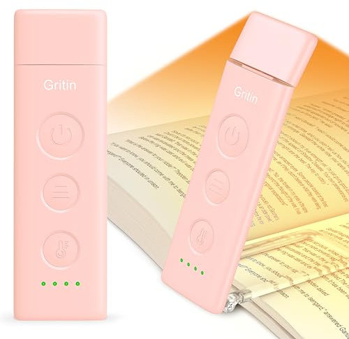Gritin Luce per Lettura Libri a Letto Ricaricabile, 7 LED Luce Lampada da Lettura per Libro con Clip, 3 Temperature Colore, 5 Luminosità & Oscuramento Continuo per Libro Notturna