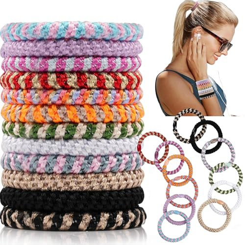 12 Stück Haargummi Damen, Haargummis Mädchen,Elastisch Zopfgummi,Kknekki Haargummi Original,Stylisch Pferdeschwanz Lnhaber für Damen und Mädchen(12 Farbvarianten)