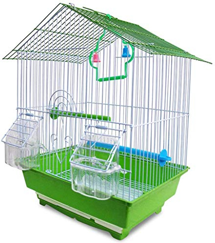 MHJKHG Green Metal Bird Cage Outdoor Garden Decorative Bird Carrier with Standing Bar Swing Parakeet Lovebird Pearl Bird Villa, Green,Green