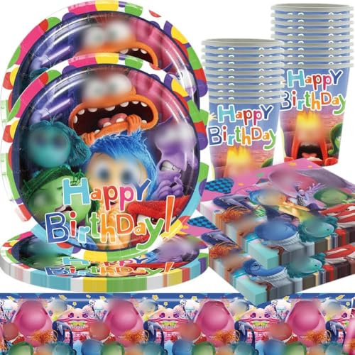 Set di stoviglie per feste, 61PCS decorazioni per interni ed esterni, Decorazione da Tavola per Compleanno di Bambini, include piatti di carta, tovaglioli di carta, tazze, tovaglia per 20 persone