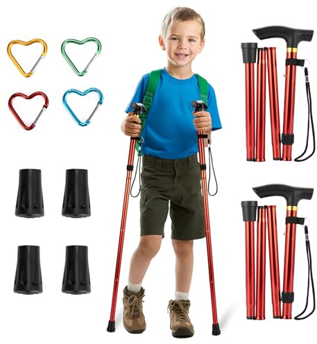 Kids Hiking Poles Lightweight Adjustable Trekking Sticks Collapsible