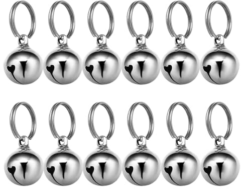 TOGEVAL 12pezzi Campanello di Animali Domestici Ciondoli e Gatti Accessori per Argento per Decorazioni Natalizie