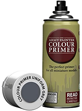 The Army Painter, Colour Primer Uniform Grey, 400 ml Grundierung Spray Grau - Acryllack Spray für Fantasy Modellbau Wargames Tabletop Figuren, Warhammer & Dnd Miniatures