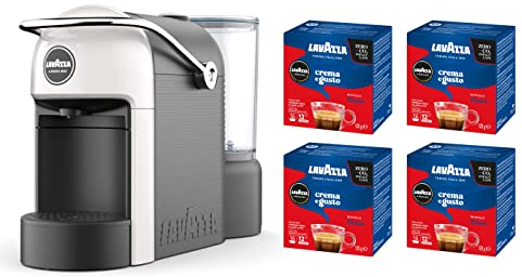 Lavazza A Modo Mio, Espressomaschine Jolie mit 64 Kapseln Crema e Gusto inklusive, Kapselmaschine für einen Kaffee zu Hause wie in der Bar, 1250 W, 0,6 Liter, Farbe Weiß