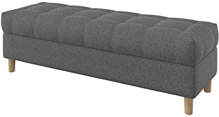 Furninero - Raffinierte gepolsterter Sitzbank Sitzhocker Sitzruhe Betthocker Ottomane, mit Stauraum, Gerundete Beine, 140 cm breit, Nordic Grey Stoff (Wasserabweisen), Grau