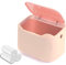 YAGGOOD Small bin office desk bin with lid for countertop, cosmetic table top, bathroom, bedroom, kids desktop bin in red and pink color