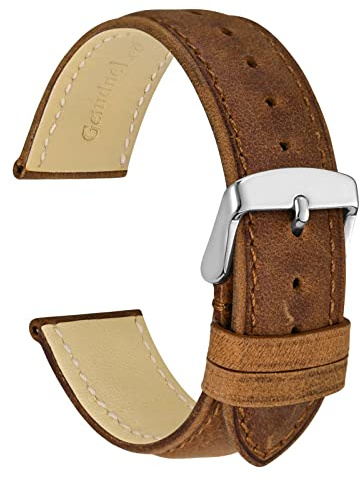WOCCI Cinturini in Vera Pelle per Uomo e Donna, Larghezza Cinturino 18mm 19mm 20mm 22mm 23mm 24mm