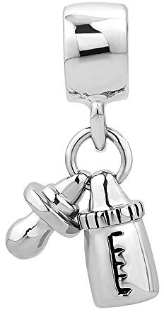 Feeding Baby Bottle Pacifier Soother Comforter Dangle Charm Compatible with Pandora Bracelets Mum Mother Wife Birthday Women