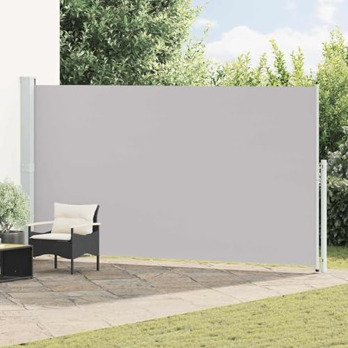 Gecheer Tenda Laterale Retrattile per Patio 200x500 cm Grigia,Tenda da Sole Laterale Retrattile,Tenda Paravento Laterale,Paravento Frangivista Balcone,Antivento,Protezione Solare