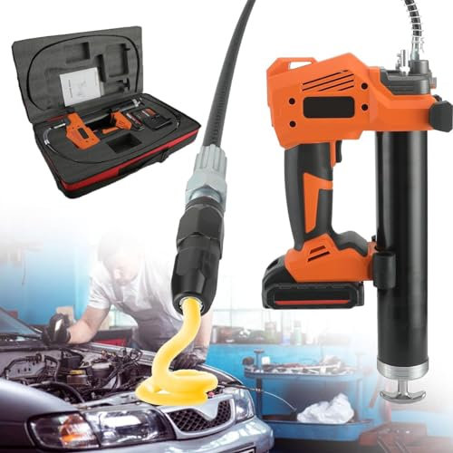 CYMYYDS Akku-Fettpresse, 20 V elektrische Fettpresse, professioneller batteriebetriebener Hochdruck-10000 PSI-Fettpresse, für landwirtschaftliche Maschinen, Schiffe, LKWs,2Batteries