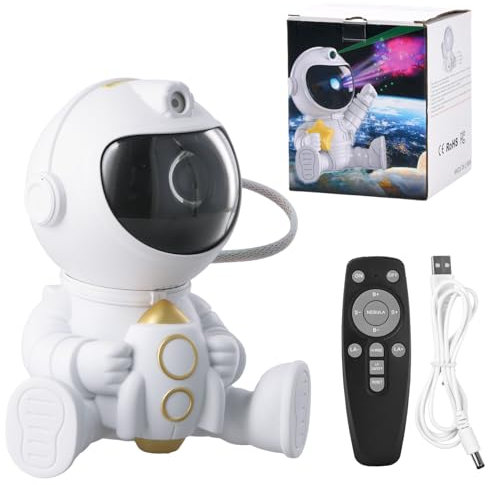 Bezavea Astronaut Galaxy Projector Night Light, 360° Adjustable Star Projector With Remote Control, Nebula Ceiling Projection Lamp (C)