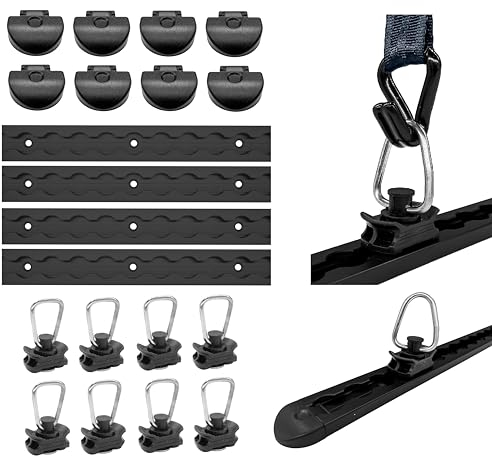 lasiprofi Airlineschienen mit Endkappen und Fittingen, 1.0 m, schwarz KTL-beschichtet, gebohrt, eckig, 34 x 9,6 mm | Zurrschiene | für Transporter, Wohnwagen, Sprinter (Starterset 2.4)