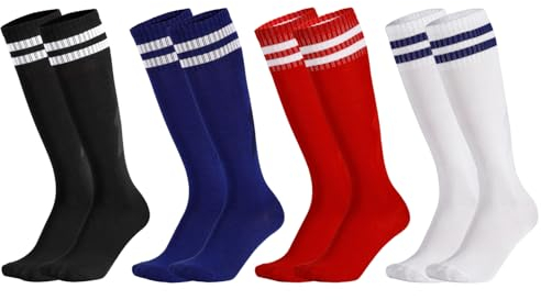 Yamitora 4 Paar Fußballsocken Kinder 35-38 Sportsocken Fußball Socken Kinder Atmungsaktiv Tennissocken für Jungen und Mädchen,Trainingssocken für Fußball Basketball Laufen Cheerleading