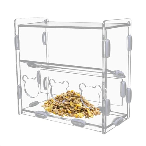 Comedero automático para loros, sin acrílico, con múltiples agujeros, dispensador de alimentos transparente para pinzas, periquitos, canarios, codornices