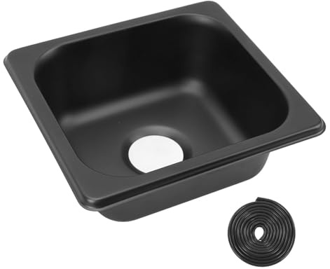 Husbilsvask, Campingdisk, Rostfri Diskho, Inbyggd Diskho, Diskbänk för Husbilar, Båtar, Kök, Svart