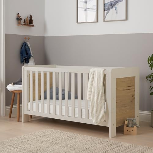 Tutti Bambini Alba 3-in-1 Convertible Cot Bed - Sand & Oak 140x70cm