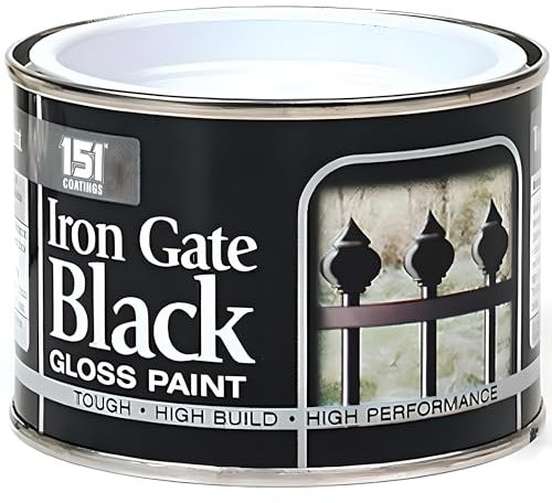 AMK® 151 Iron Gate Gloss Paint Black 180ml Protective Paint for Metal Gates and Railings Weather Resistant High Build