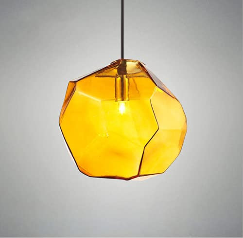 SSNCcNC Gelb, Modern Pendelleuchte Glas Pendelleuchte 1-Flammig BuntGlas Kronleuchter Höhenverstellbar Restaurants Office Loft Bar Café Dekoration Hängelampe Wohnzimmer Schlafzimmer E27